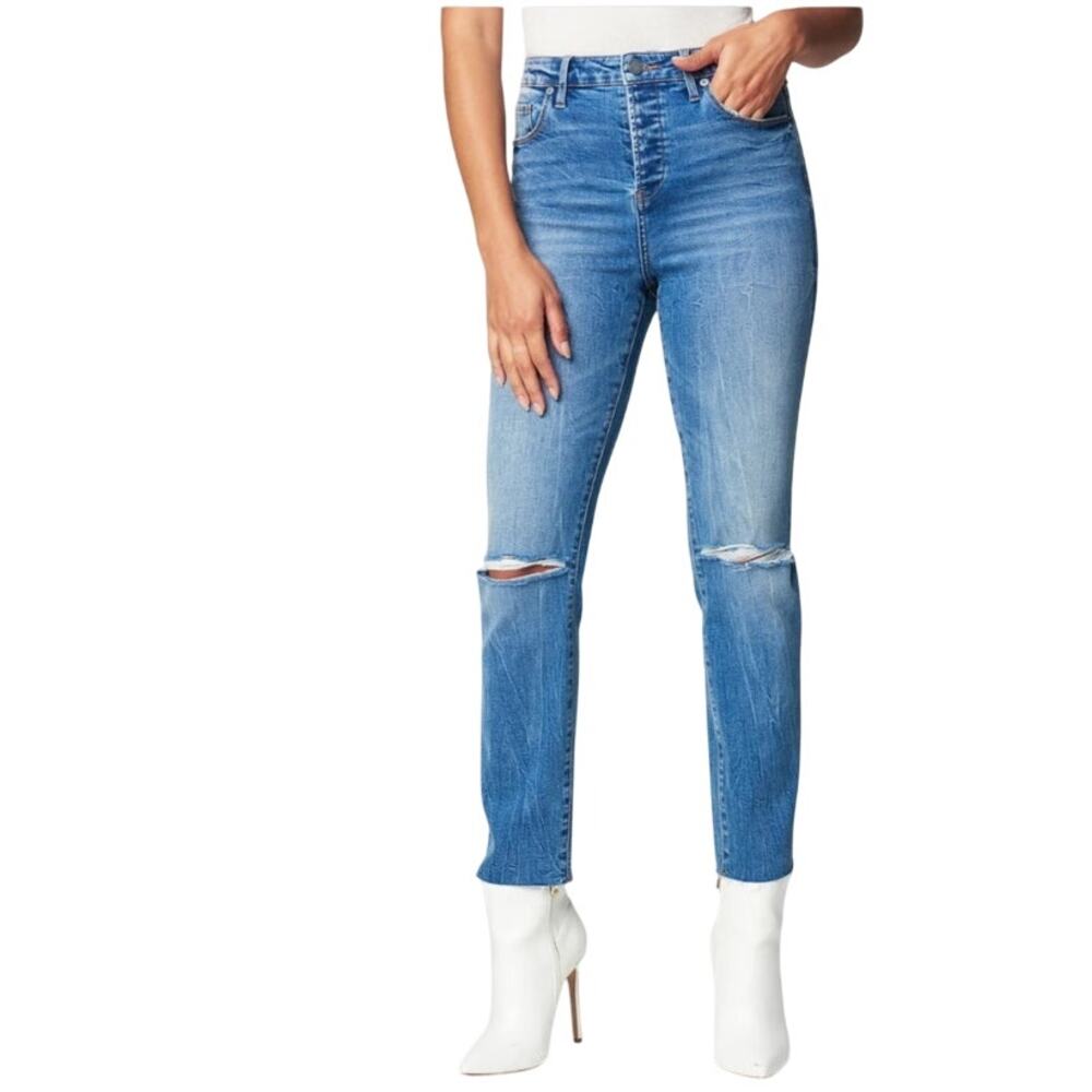 Blank NYC The Madison High Rise Straight‎ Leg Crop Jeans Medium Wash Size 30